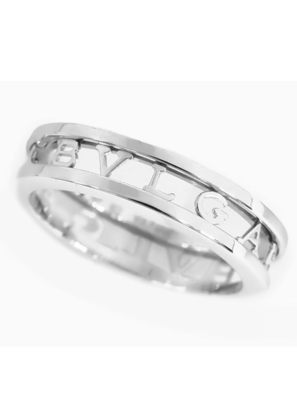 Bvlgari B.Zero1 Ring White Gold 18K Band Open Work Logo No